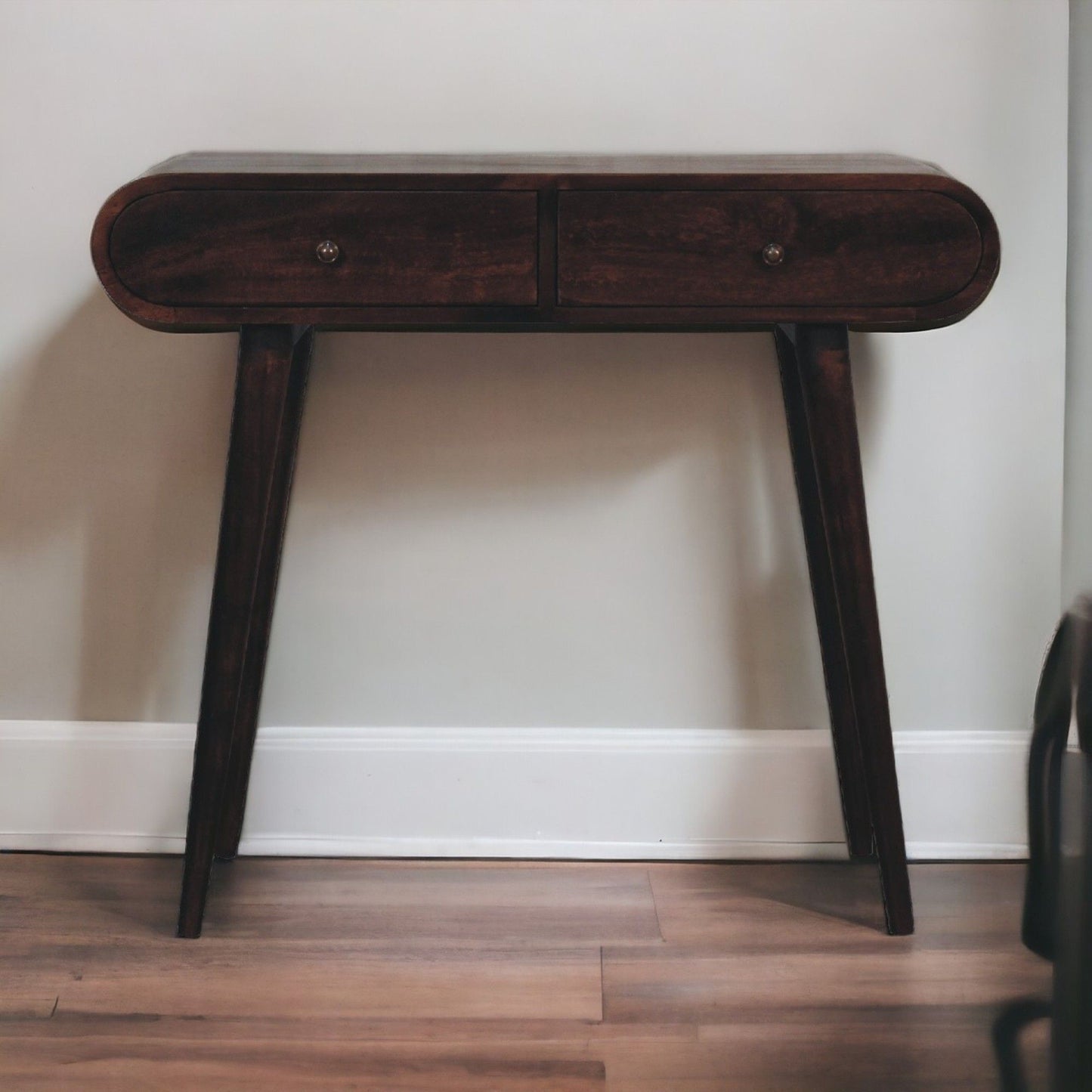 Curved Edge Console Table - Walnut
