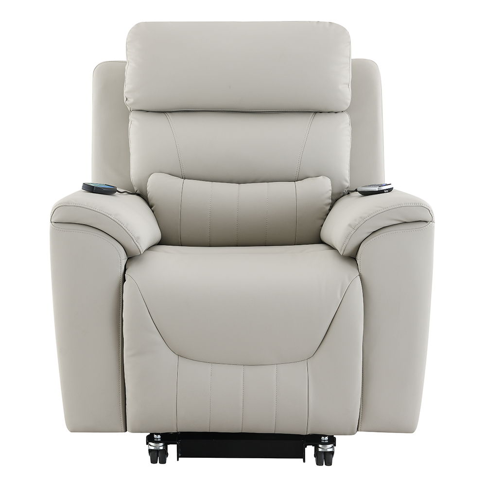 Marsha - Power Recliner With Lift & Massage - Light Gray Leather