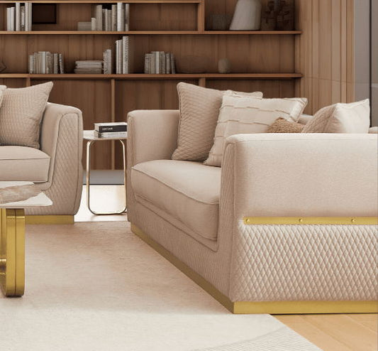 HD-3181 - Loveseat - Beige / Gold
