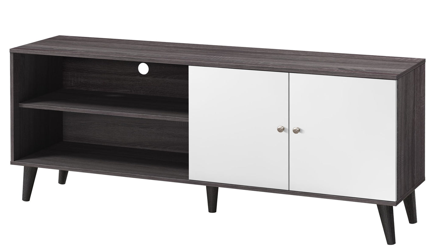 Amidon - TV Stand For Tvs Up To 63", With 2 Storage Shelves & 1 Cabinet, Modern Entertainment Centre For TV In Living Room - Dark Gray / White