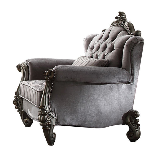 Versailles - 46" Chair With Pillow - Velvet & Antique Platinum