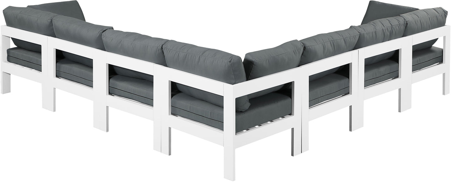 Nizuc - Outdoor Patio 7 Piece Modular Sectional With White Frame