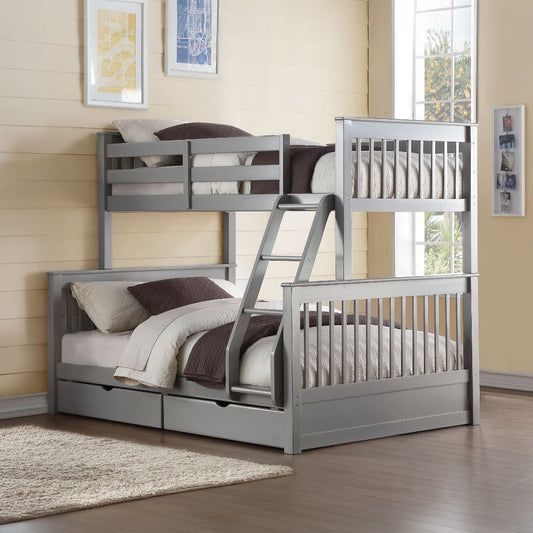 Haley II - Twin Over Full Bunk Bed With Storage - Gray