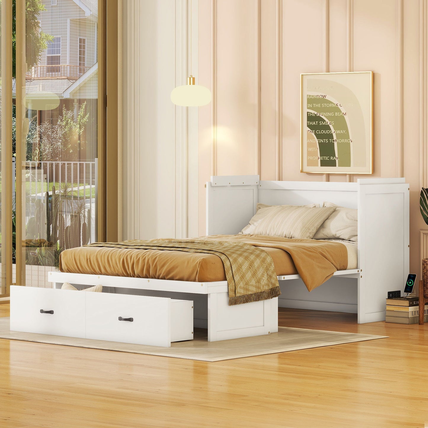 Murphy Bed With USB Port And A Large Drawer