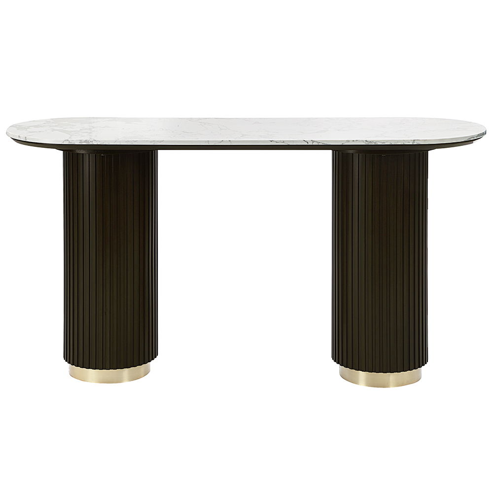Clayten - Sofa Table - White Natural Marble Top & Espresso