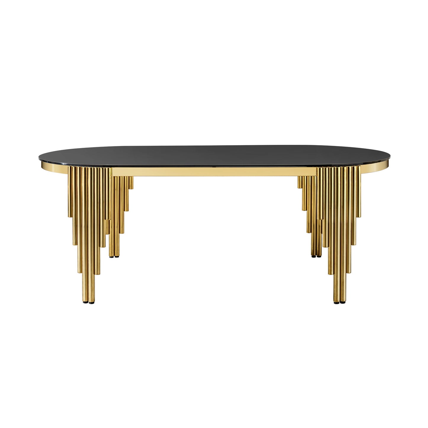 Oval Dining Table With Glass Top And Stainless Steel Base