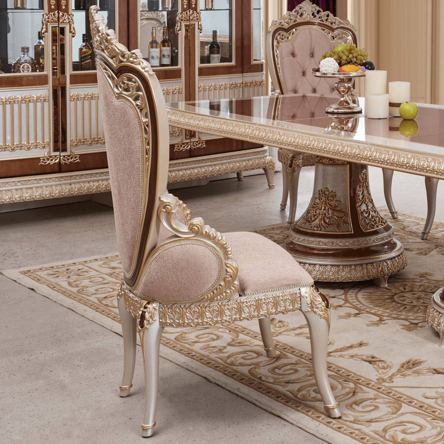 HD-9021 - Dining Chair - Gold / Cherry / Pearl