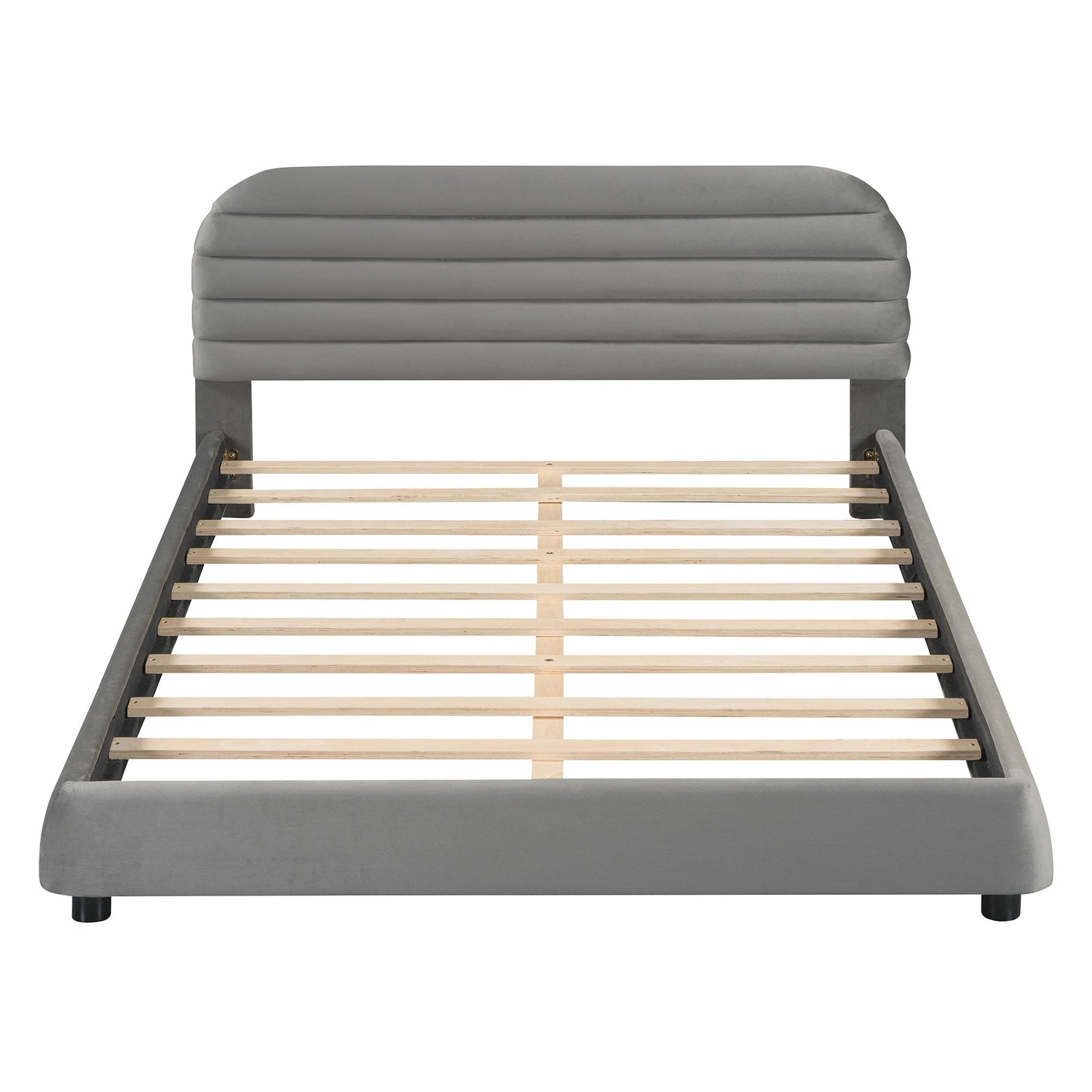 Upholstered Platform Bed Frame And Stylish Curve Shaped Design