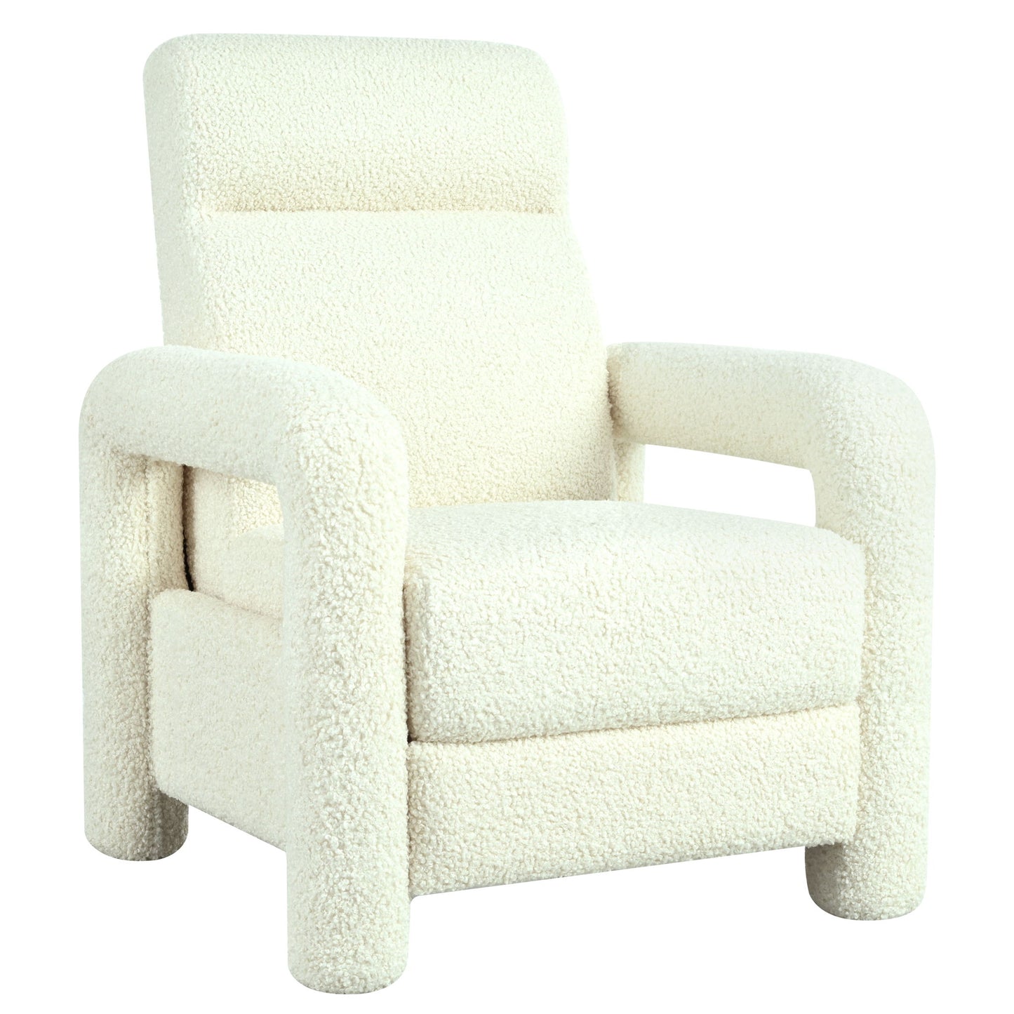 Push Back Recliner Armchair Upholstered Single Sofa With Adjustable Backrest For Living Room - Beige