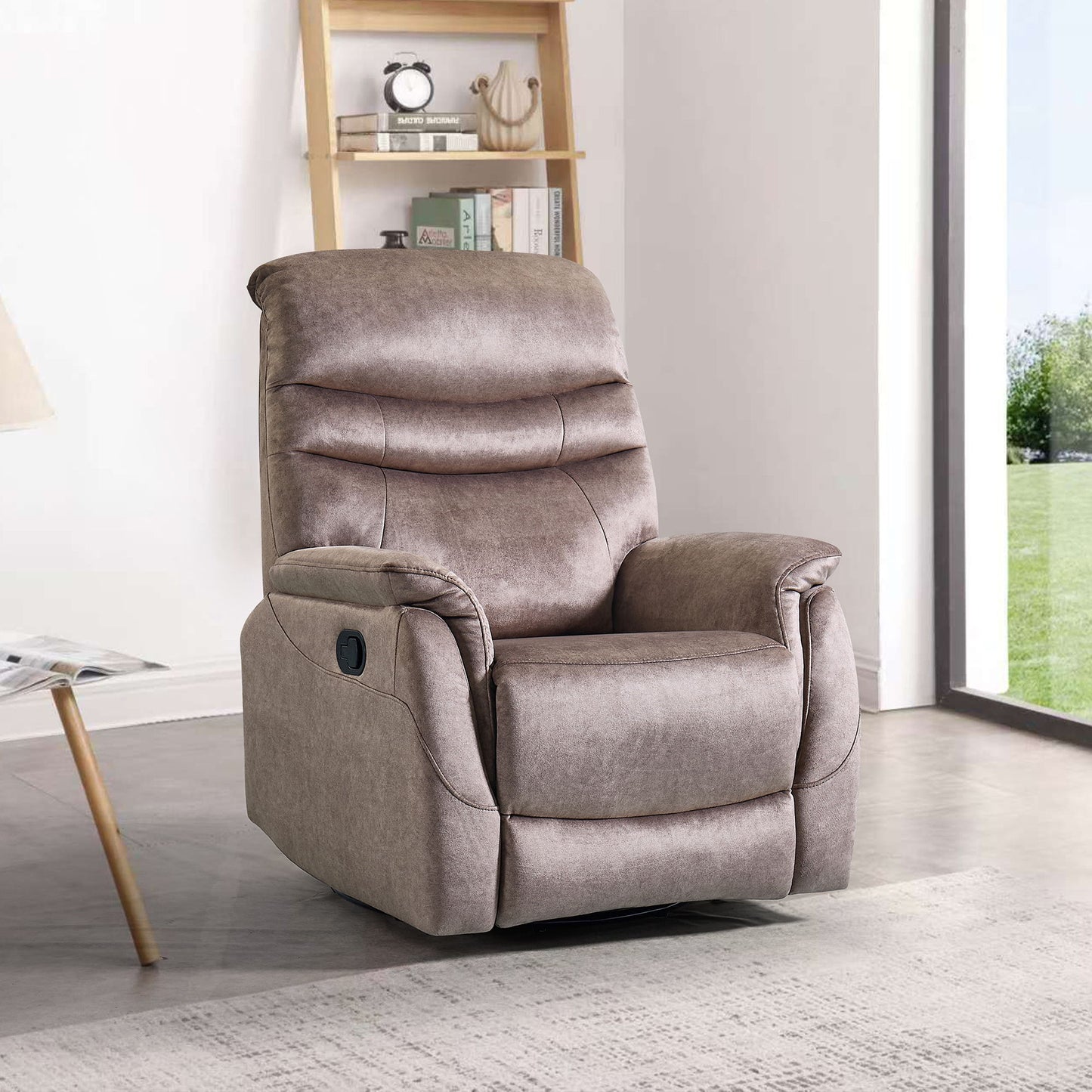 Rocking Swivel Recliner Chair For Living Room, 360 Degree Swivel, Adjustable Modern Reclining Chair, Classic And Traditional Recliner Sofa With Lumbar Support - Dark Gray