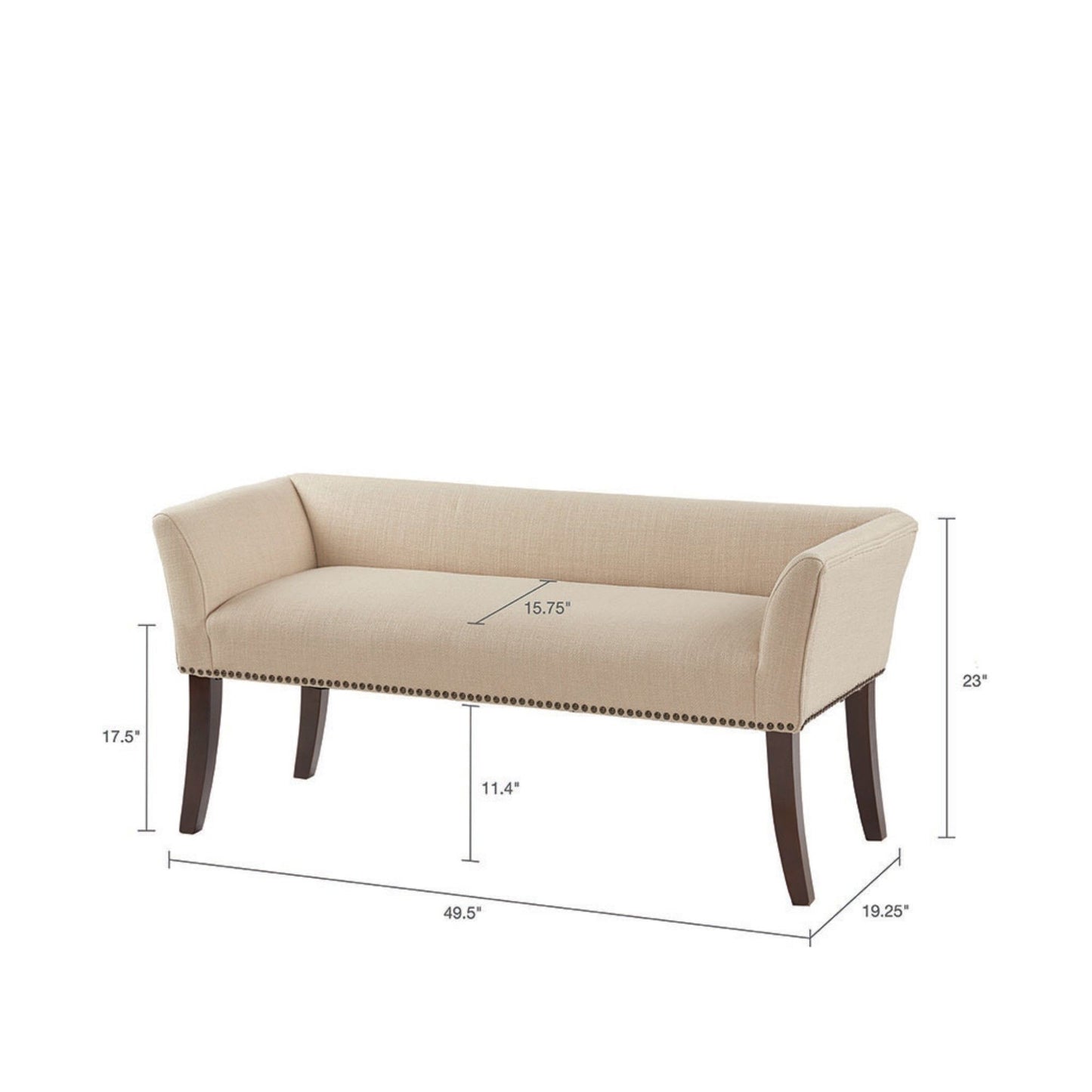 Modern Design Bench Upholstery Solid Wood Frame - Tan