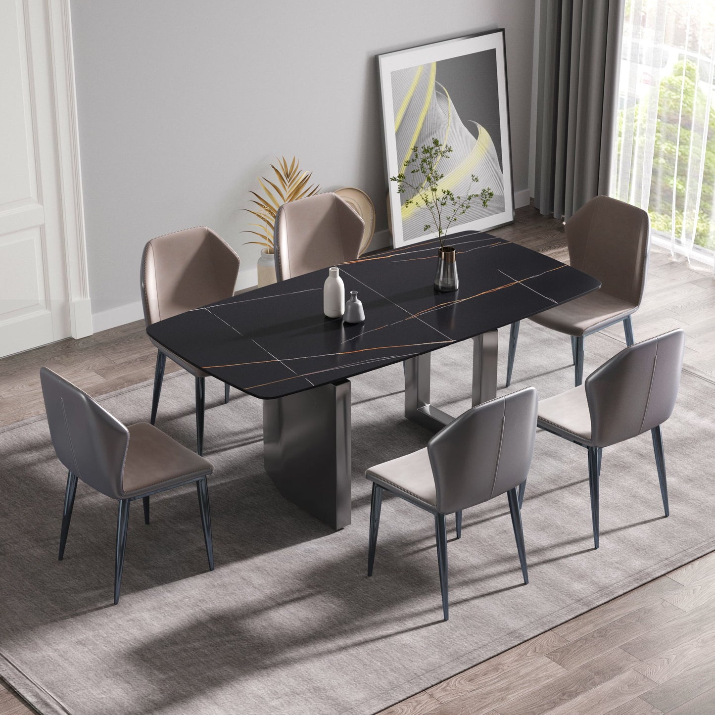Modern Artificial Stone Dining Table, Can Accommodate 6-8 People -
