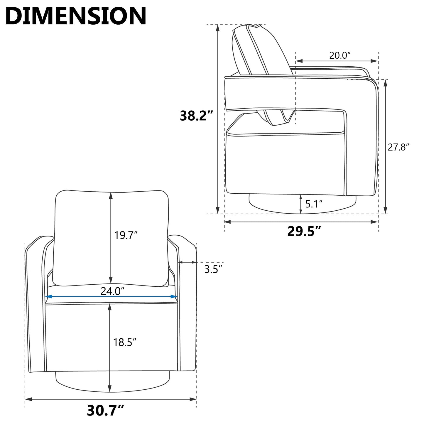 Swivel Accent Open Back Chair Modern Comfy Sofa Chair With Base