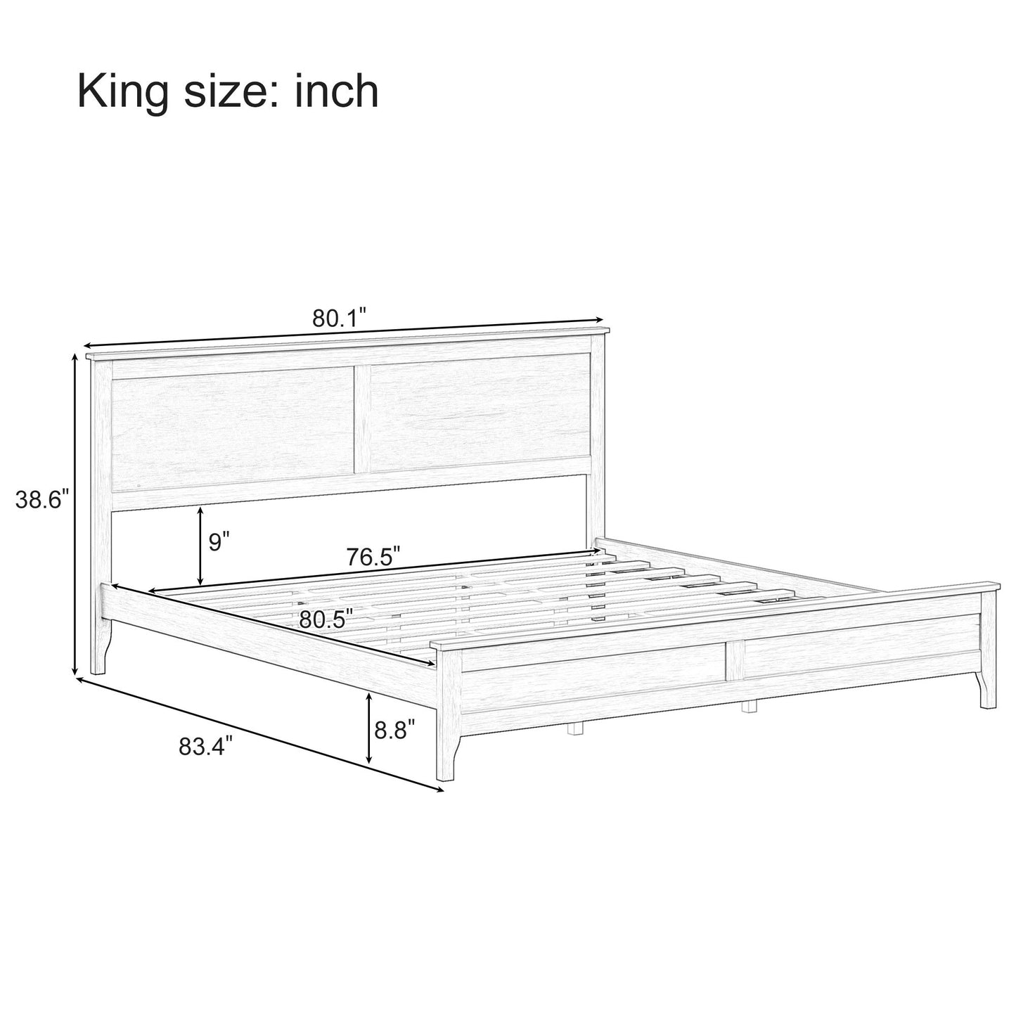 Modern Solid Wood Platform Bed