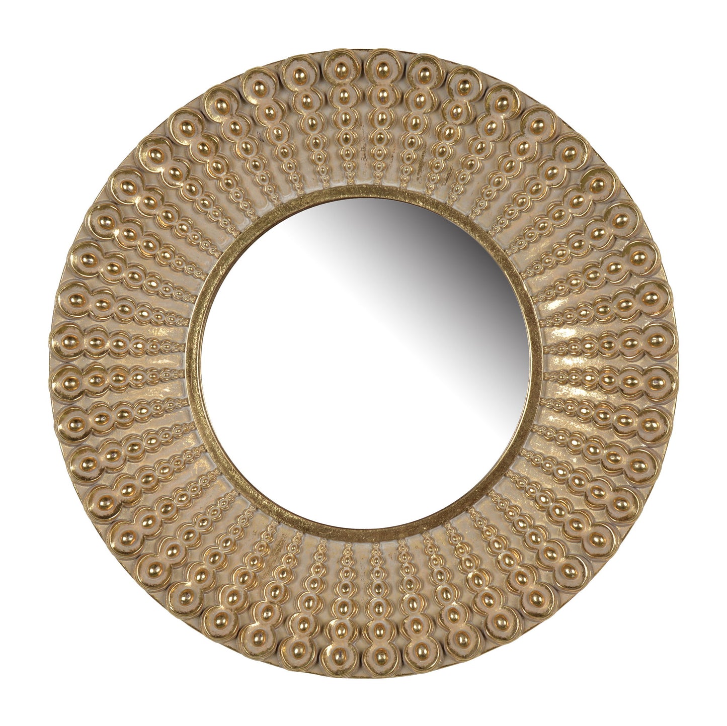 Beaded - Sunburst Mirror, Round Accent Wall Mirror For Living Room - Gold