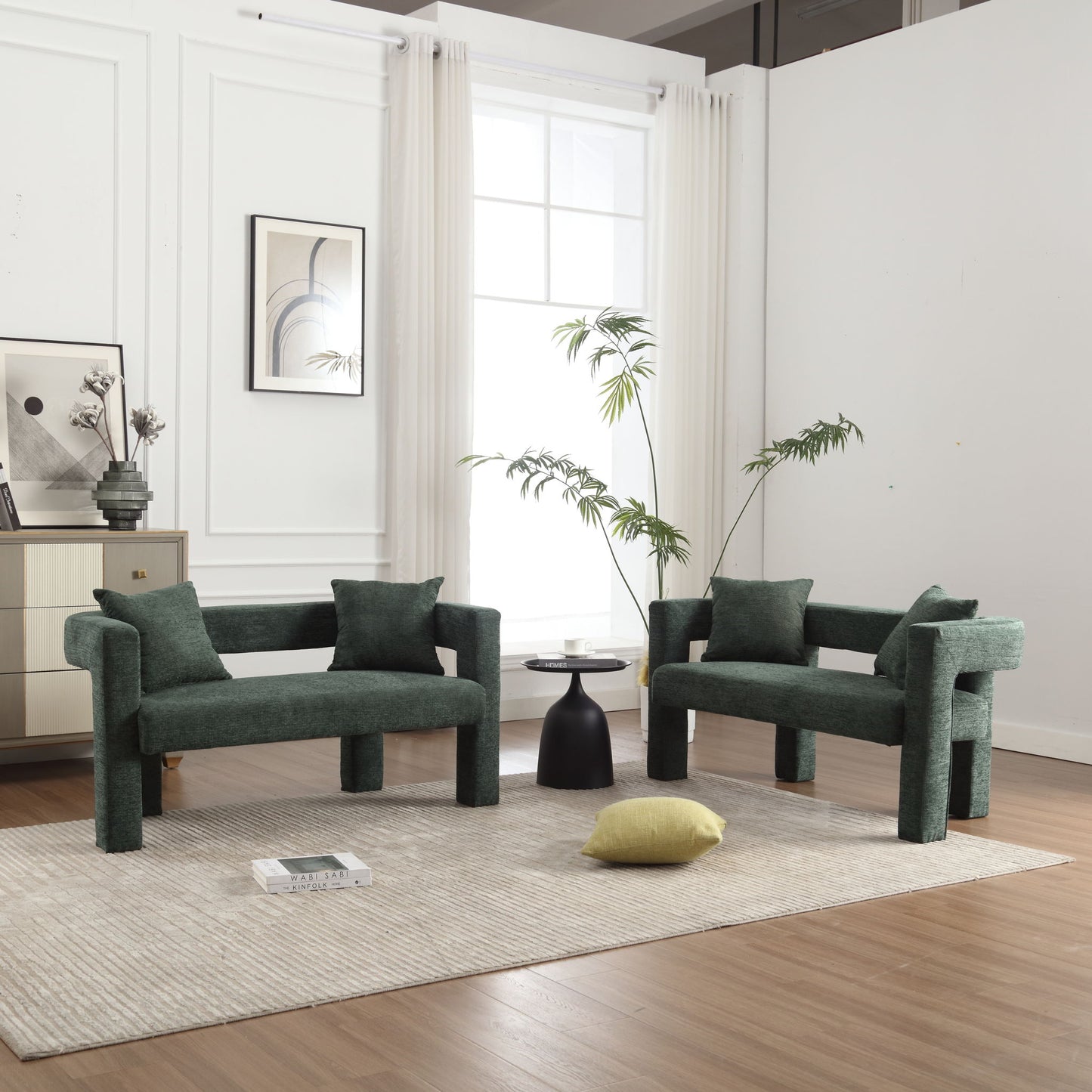 Modern Chenille Loveseat Sofa, Comfy Upholstered 2 Seater