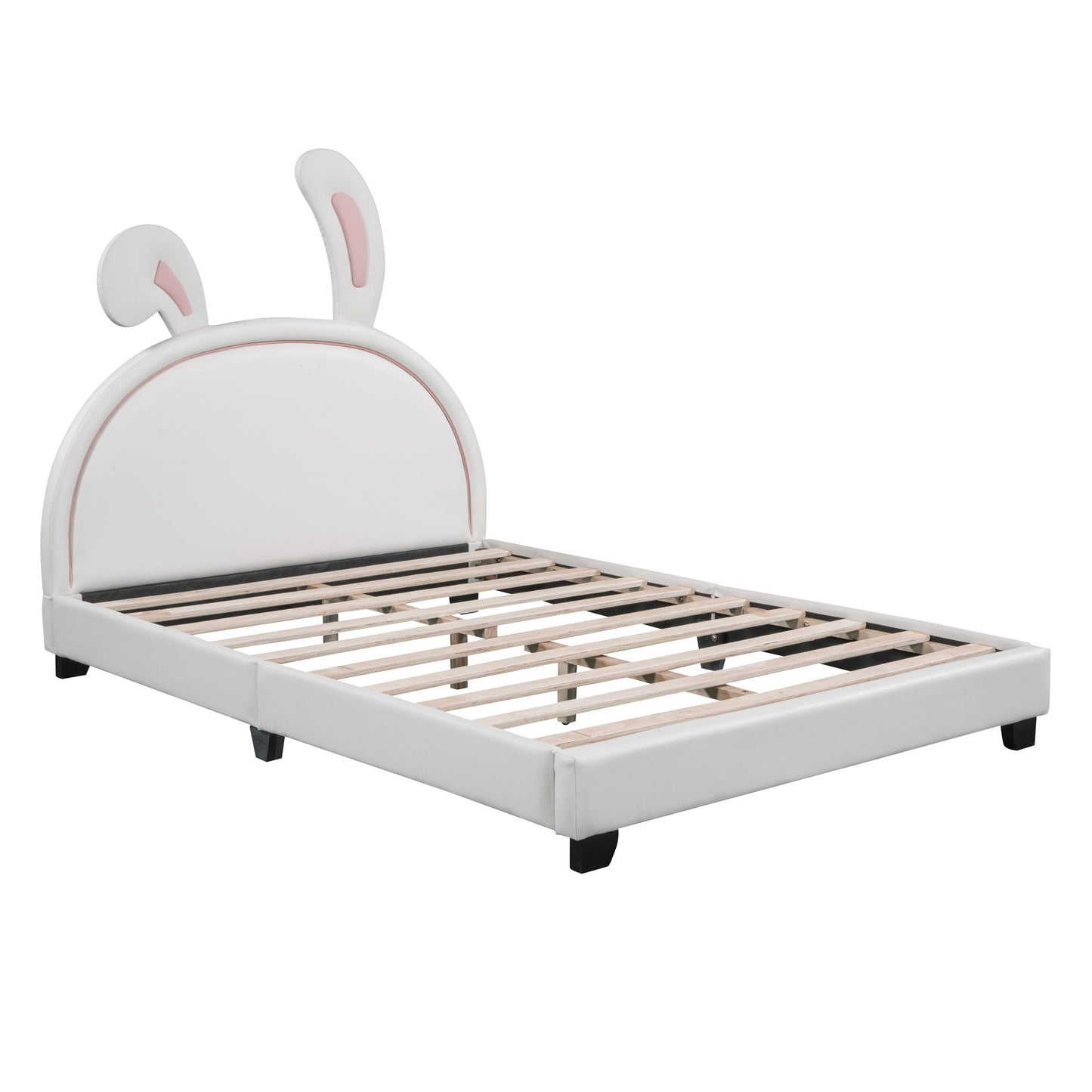 Upholstered Platform Bed With Rabbit Ornament