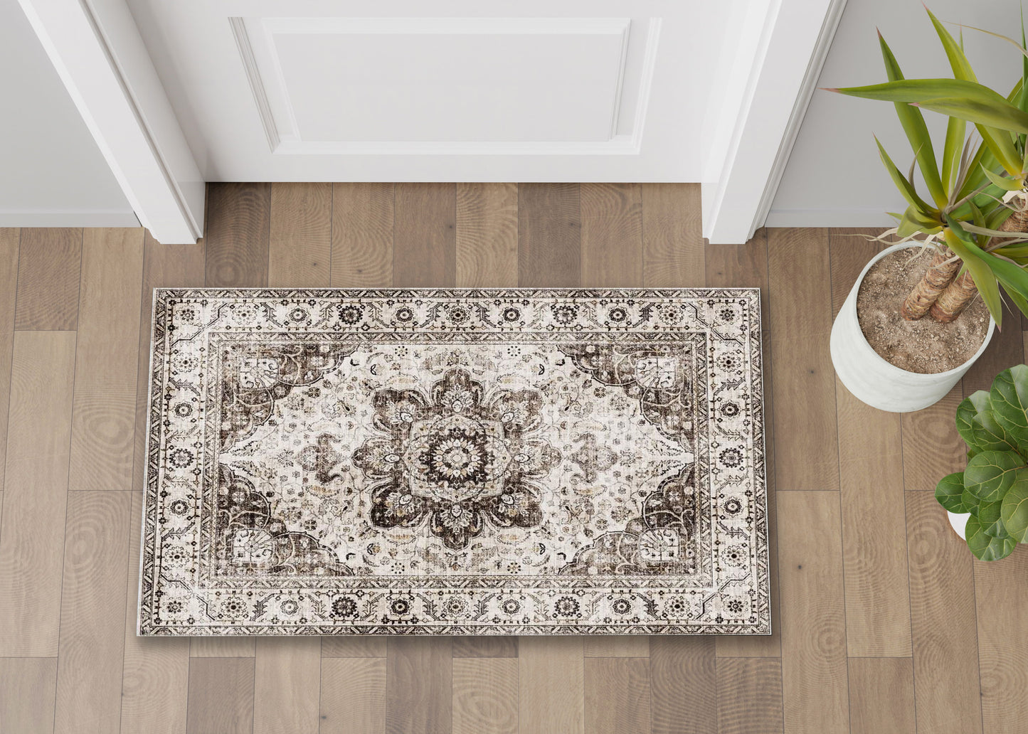 Fenix - 30" X 46" Accent Rug, Elegant Design - Ivory / Taupe