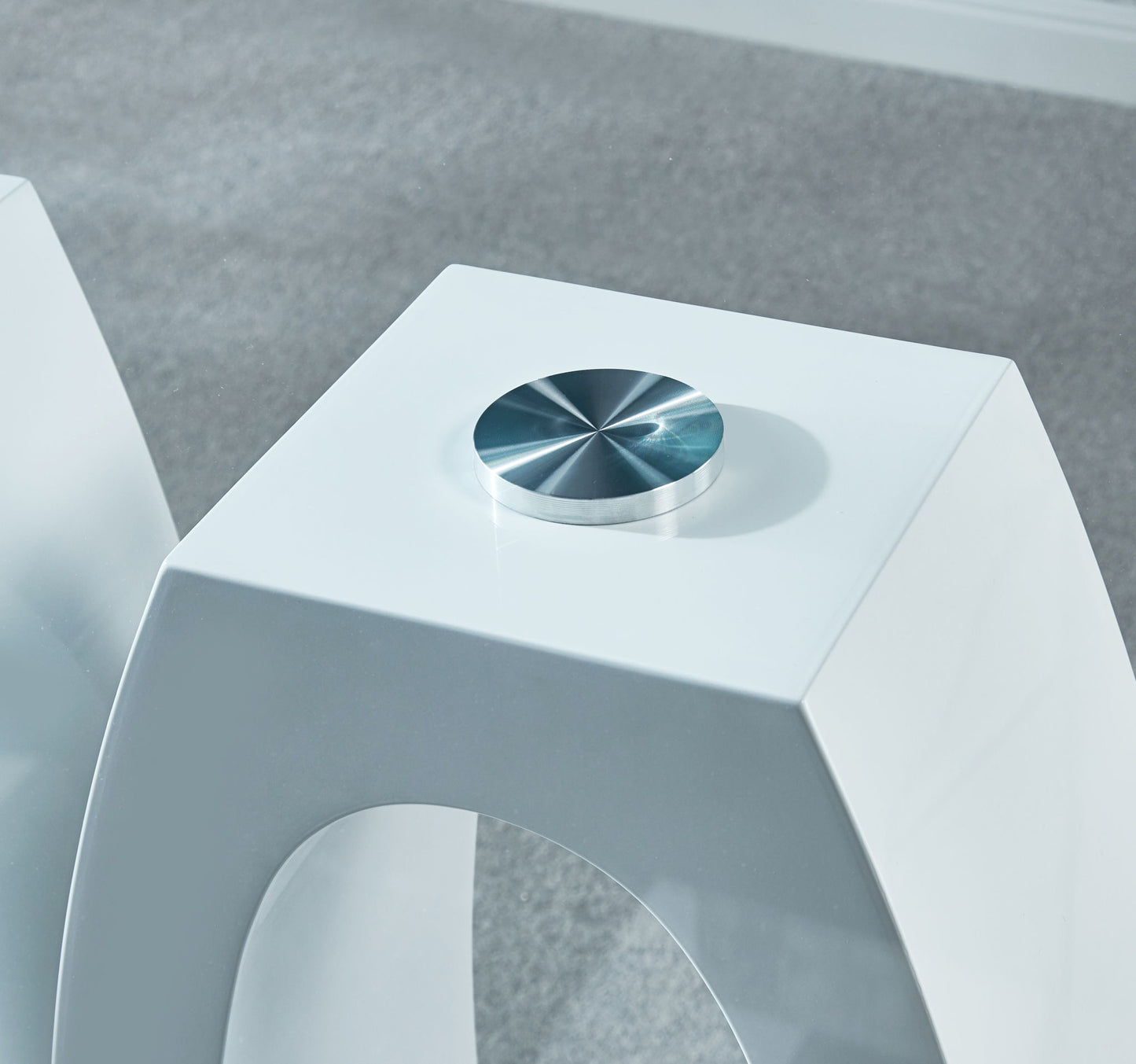Contemporary Double Pedestal Dining Table, Tempered Glass Top