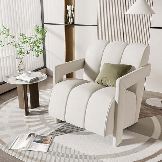 Modern Minimalist Leisure Armchair With L Shaped Armrests