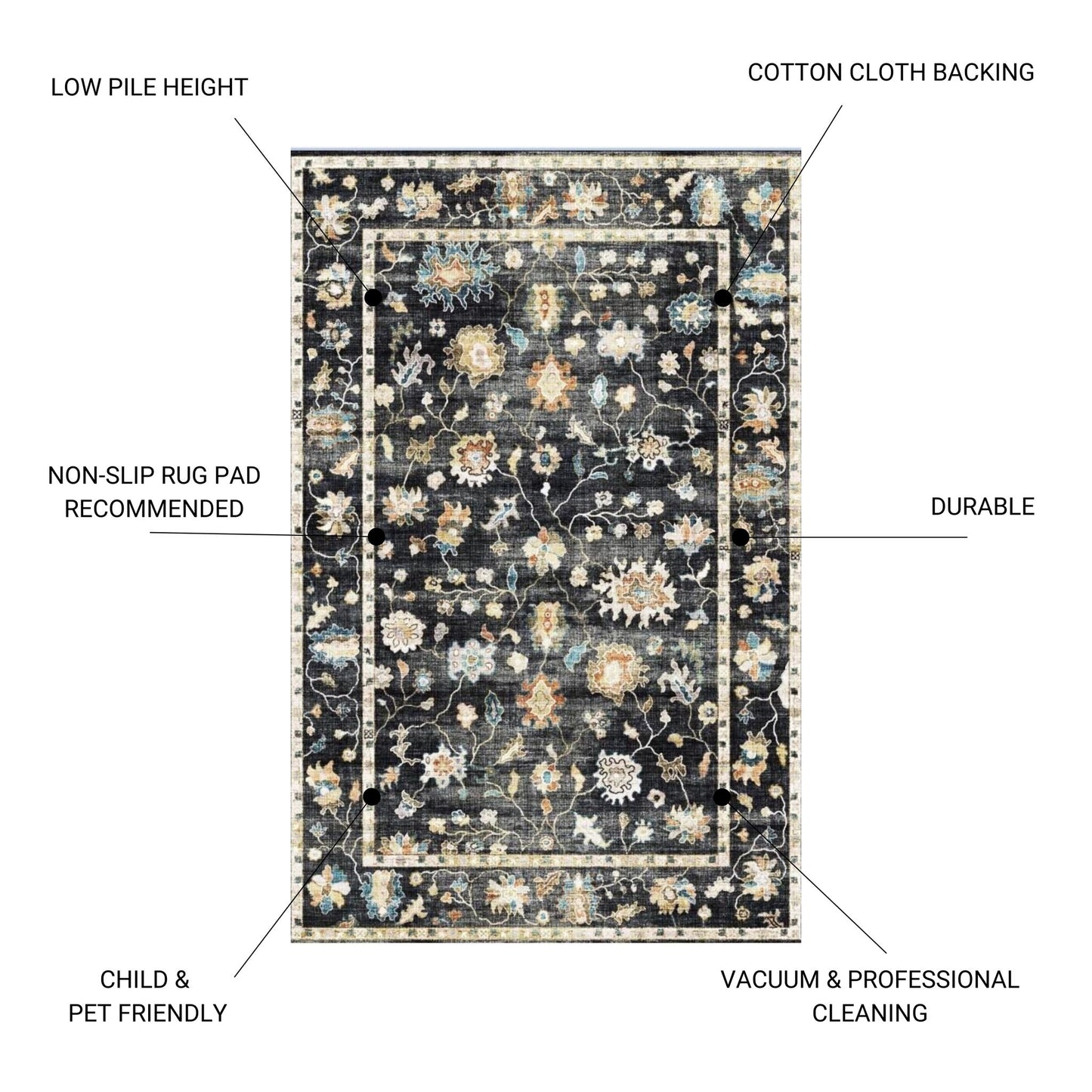 Fenix - 24" X 66" Runner Rug - Black / Gray