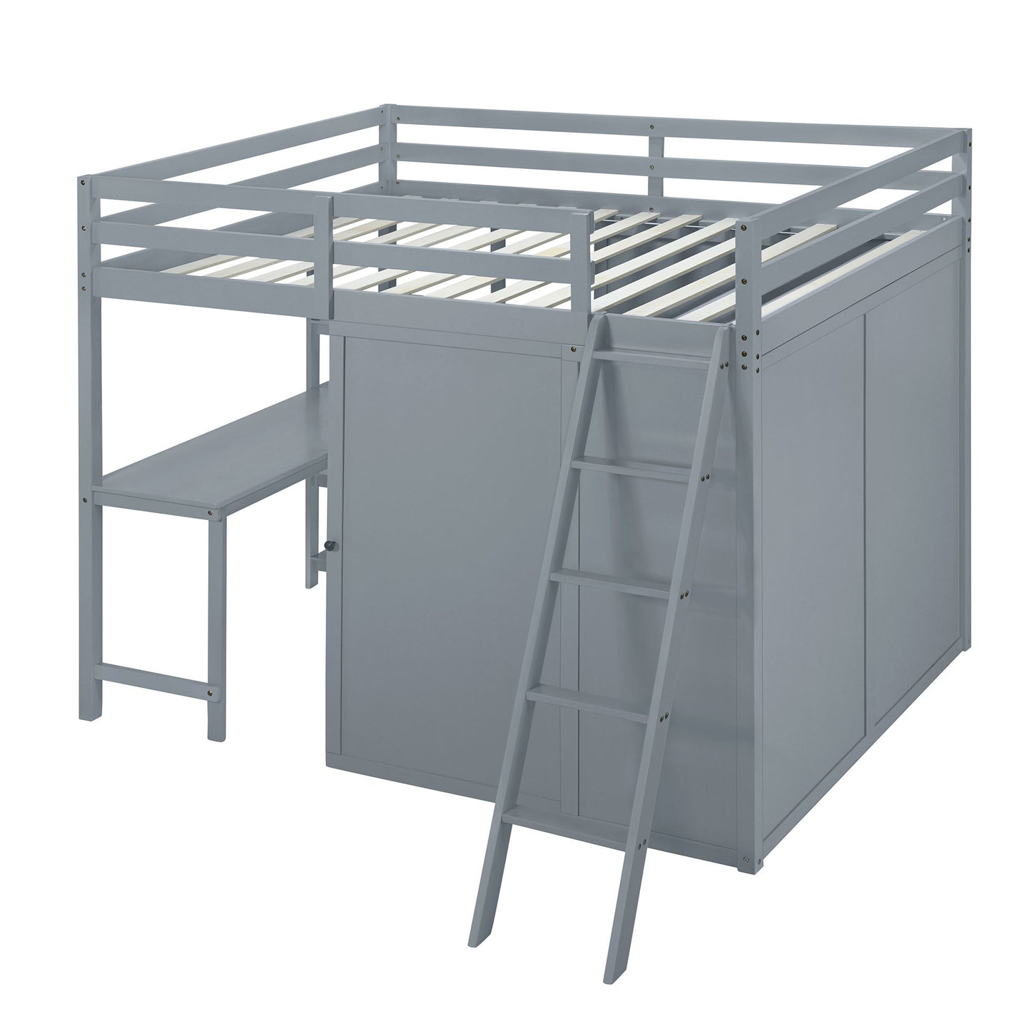 Loft Bed With Wardrobe And Desk And Shelves