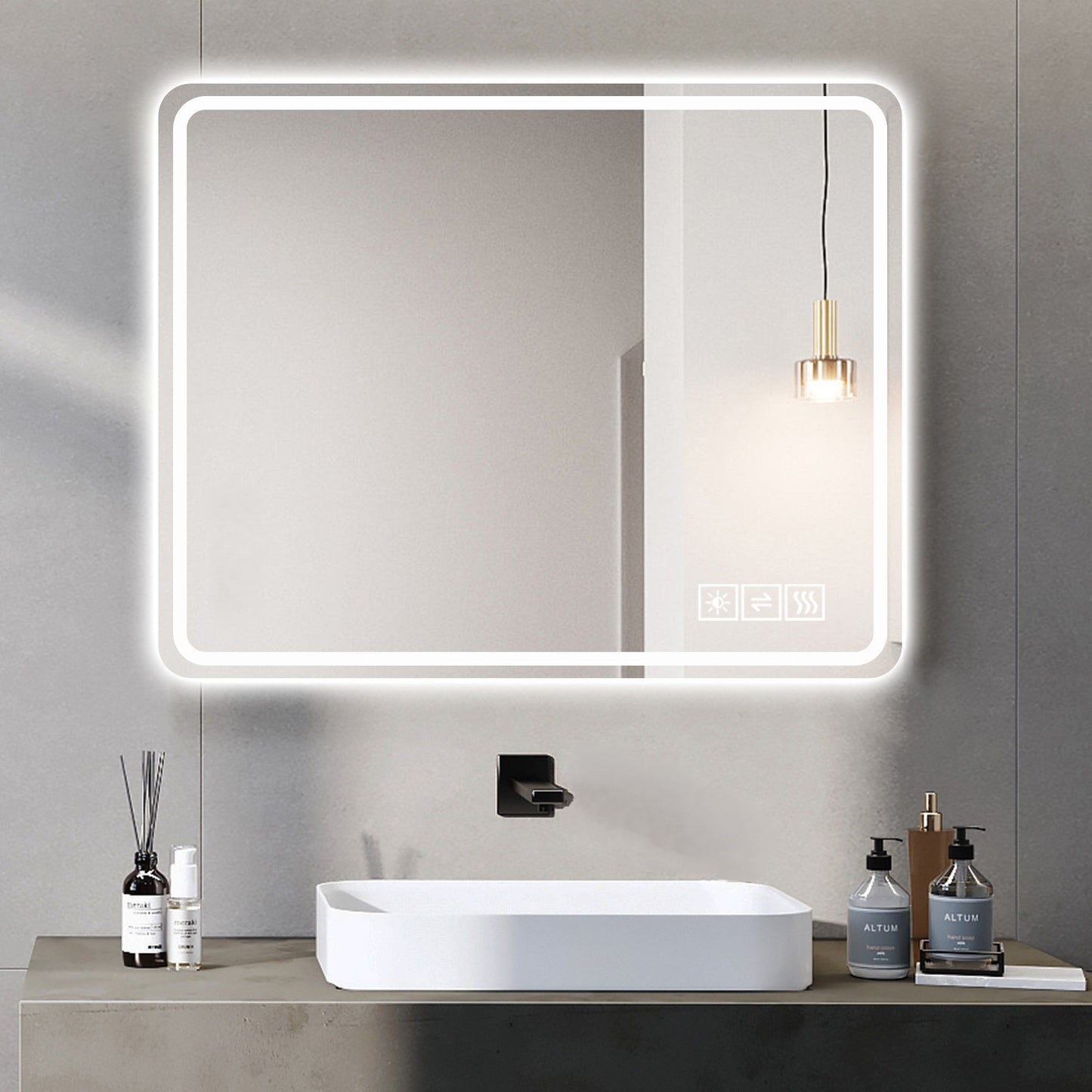 LED Bathroom Mirror, Anti Explosion Glass, Rust Resistant, Anti Fog, Tri Color