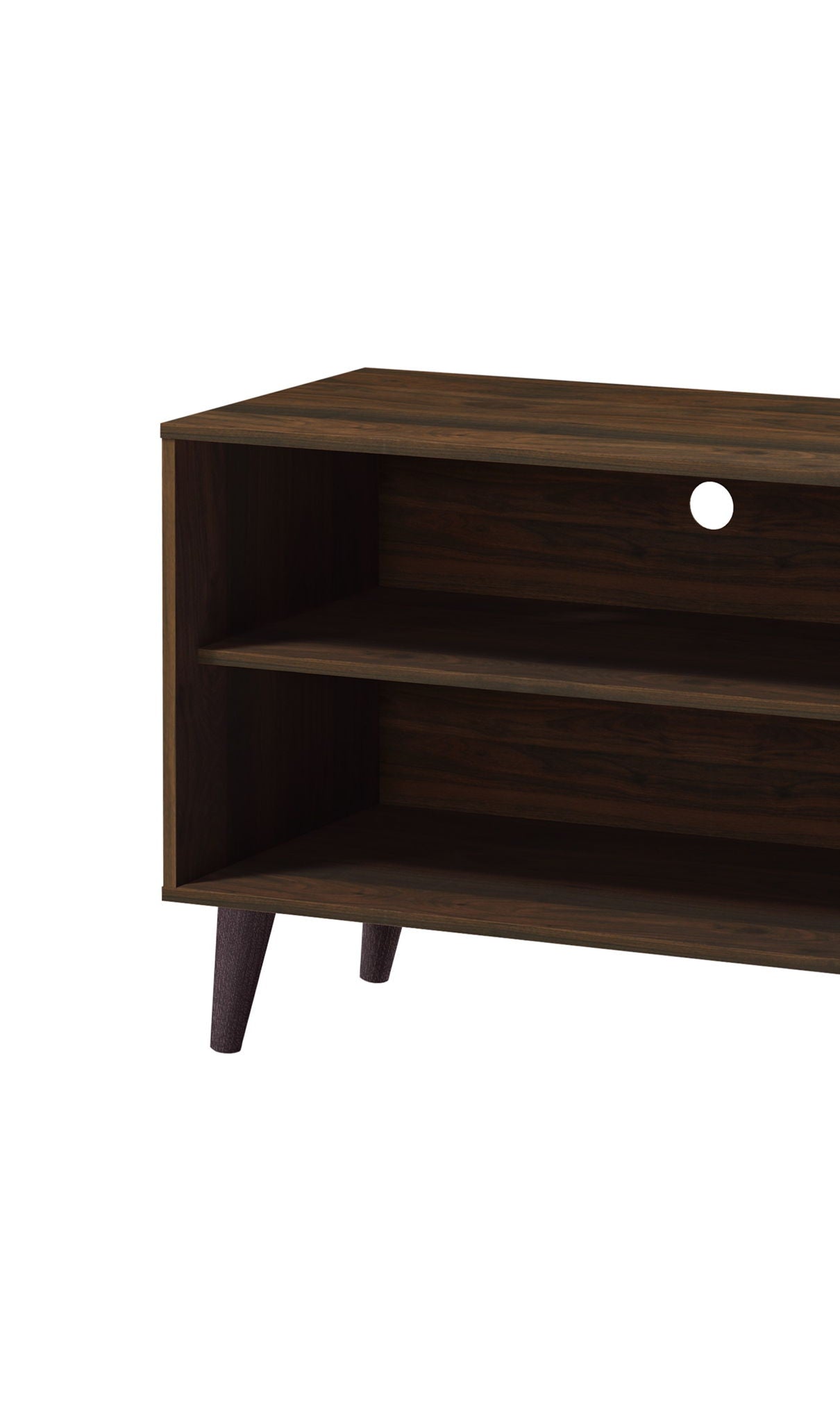 Amidon - TV Stand For TV's Up To 63", With 2 Storage Shelves & 1 Cabinet, Modern Entertainment Centre For TV In Living Room - White / Walnut
