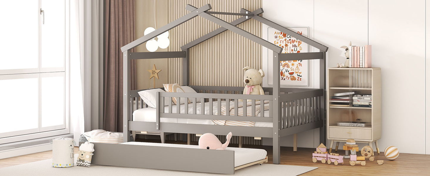 Creativity House Bed With Twin Size Trundle