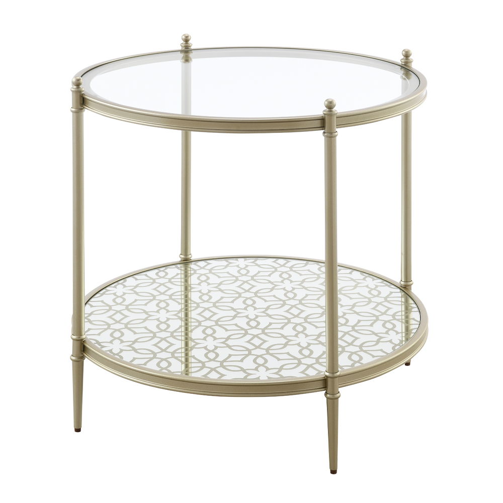 Zaba - End Table - Glass Top & Champagne