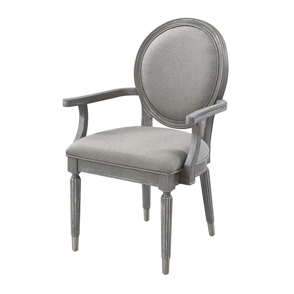 Adalynn - Arm Chair (Set of 2) - Gray Fabric & Weathered Gray Oak