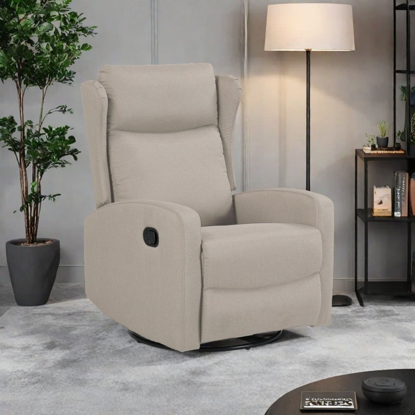 Rocking Swivel Recliner Chair For Living Room, 360 Degree Swivel, Adjustable Modern Reclining Chair, Classic And Traditional Recliner Sofa With Lumbar Support - Ligth Gray