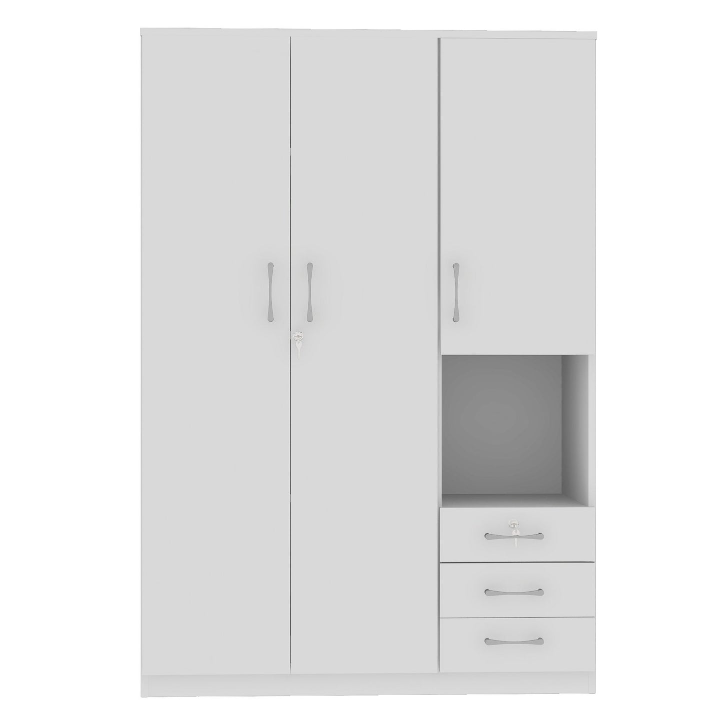2 Doors Wardrobe Storage For Bedroom With Shelves And 3 Drawers