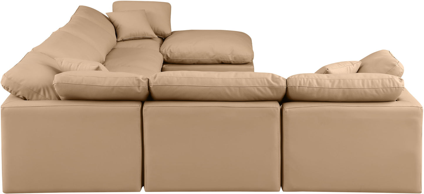 Indulge - Faux Leather 7 Piece Modular Sectional - Tan