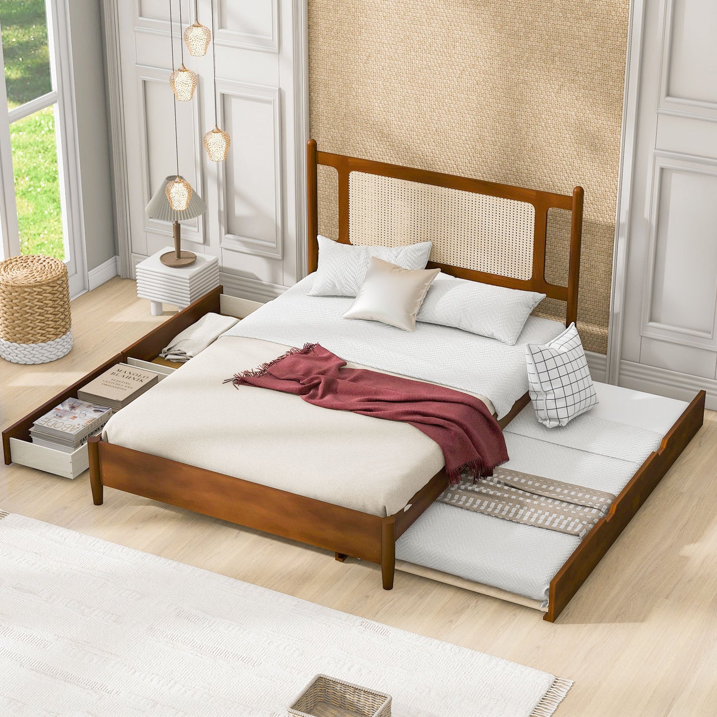 Platform Bed With 2 Big Drawers & Trundle