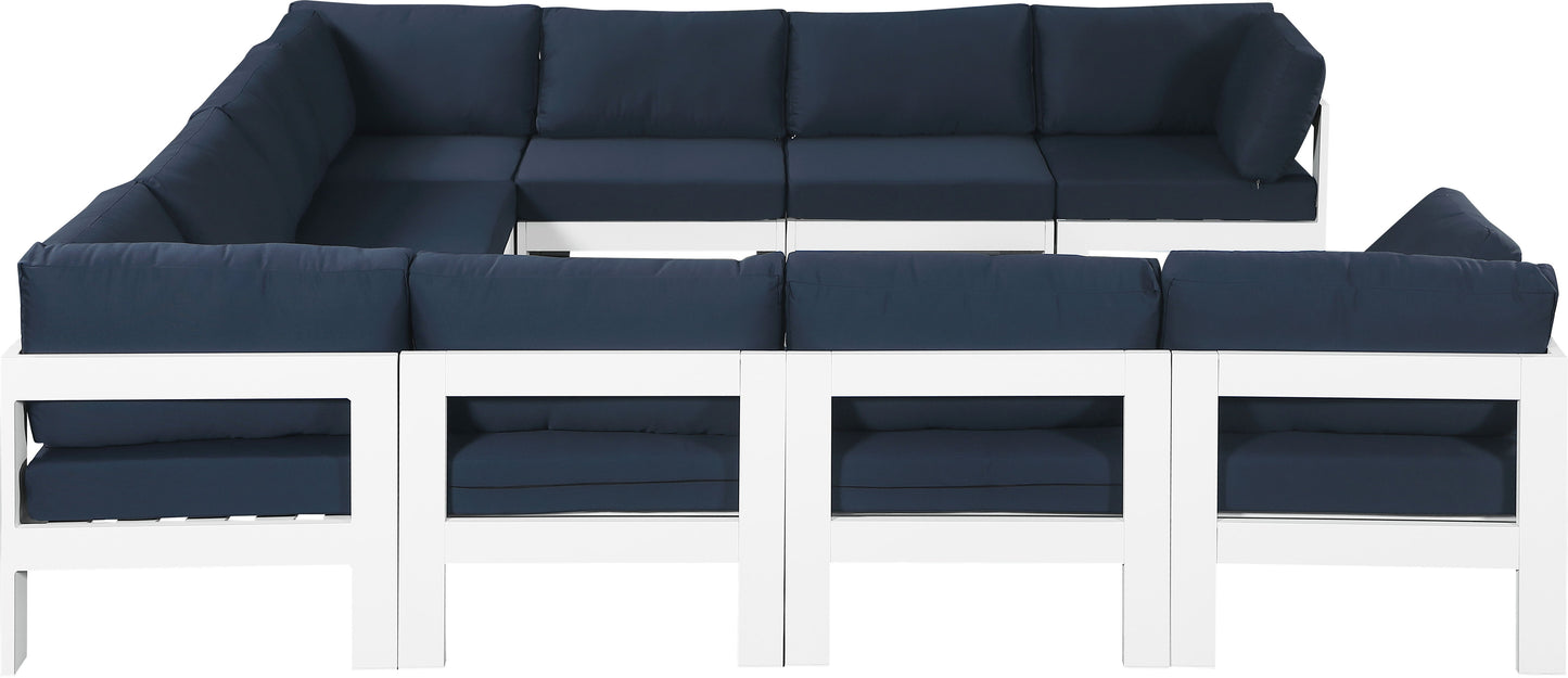Nizuc - Outdoor Patio 10 Piece Modular Sectional With White Frame