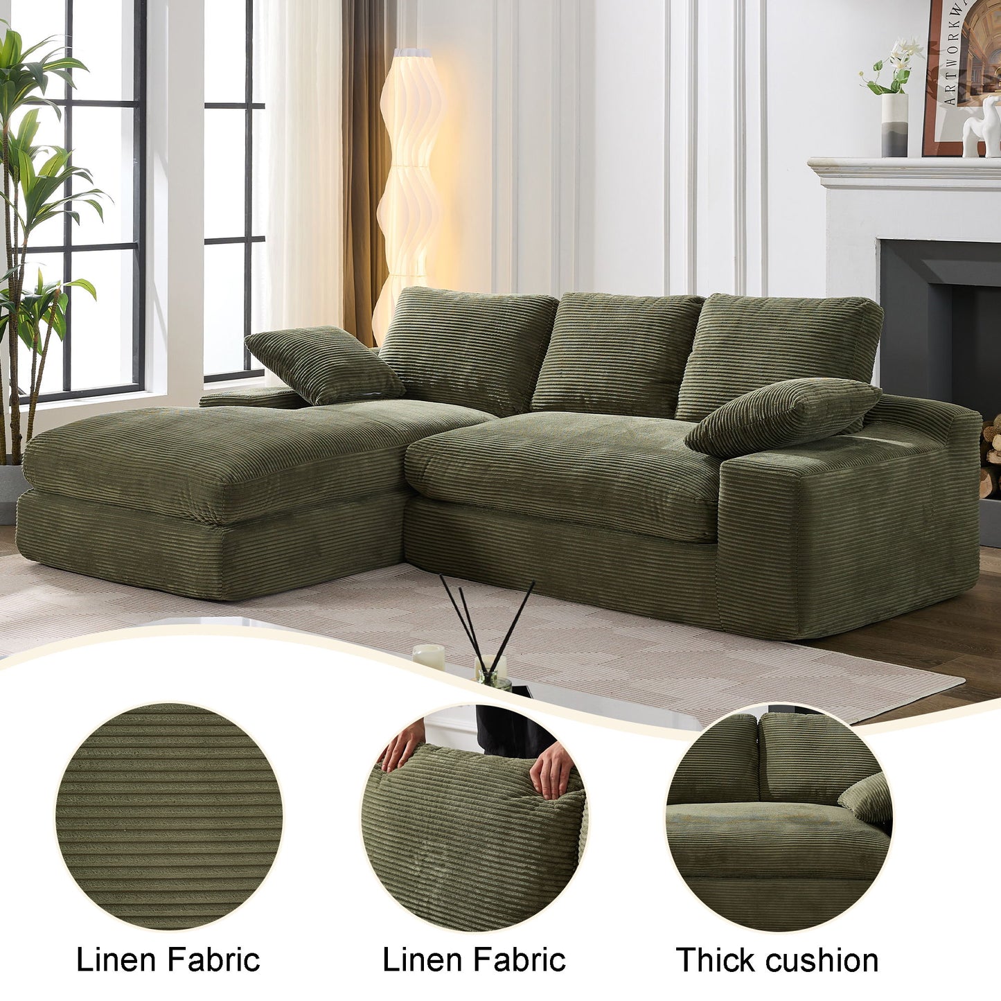 Modern Minimalist Modular Sectional Sofa Set, Upholstered Sleeper Couch