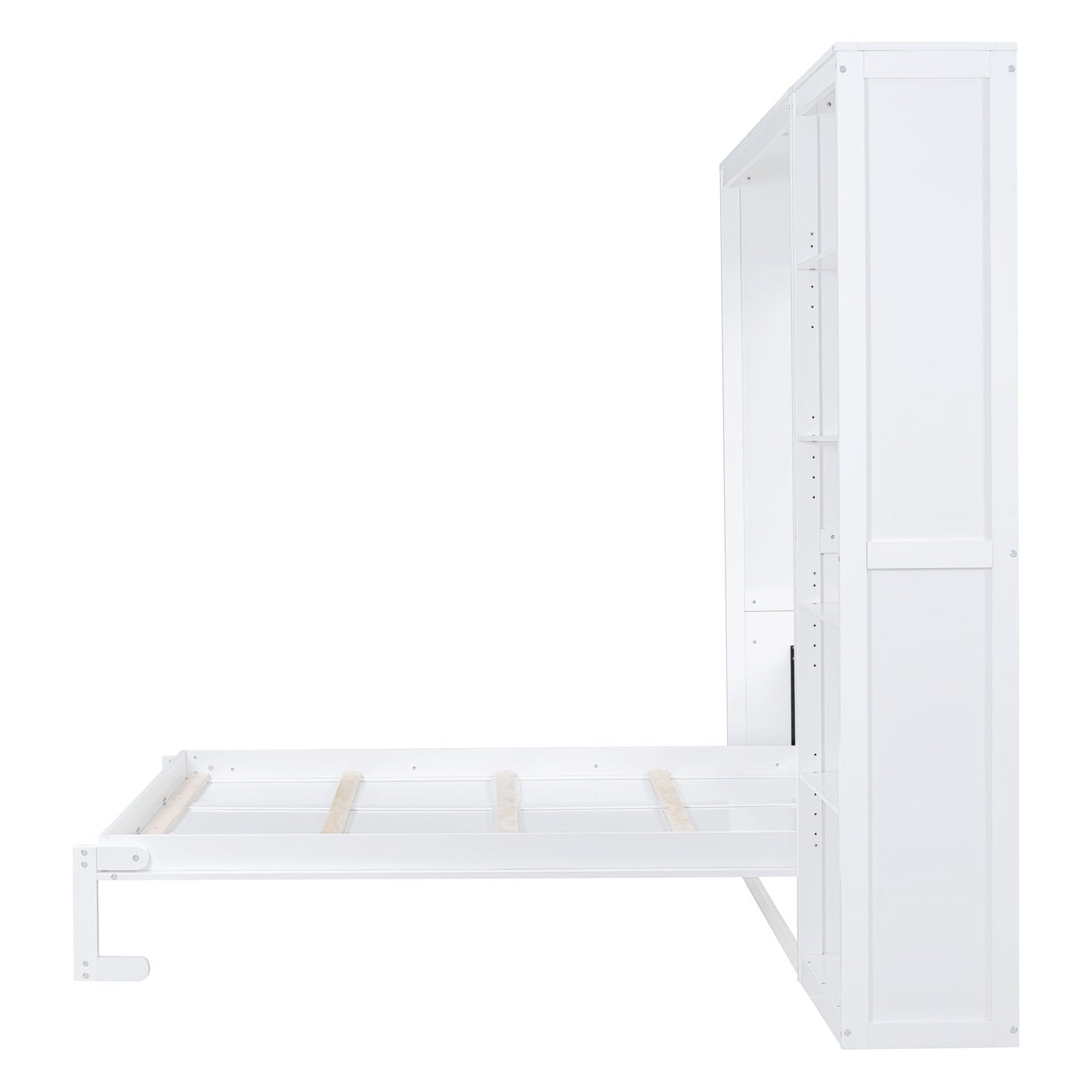 Queen Size Murphy Wall Bed With Shelves - White