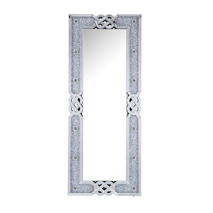Noralie - 63" Rectangular Floor Mirror With Faux Diamonds - Mirrored