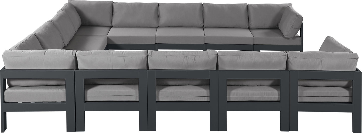 Nizuc - Outdoor Patio 12 Piece Modular Sectional With Gray Frame