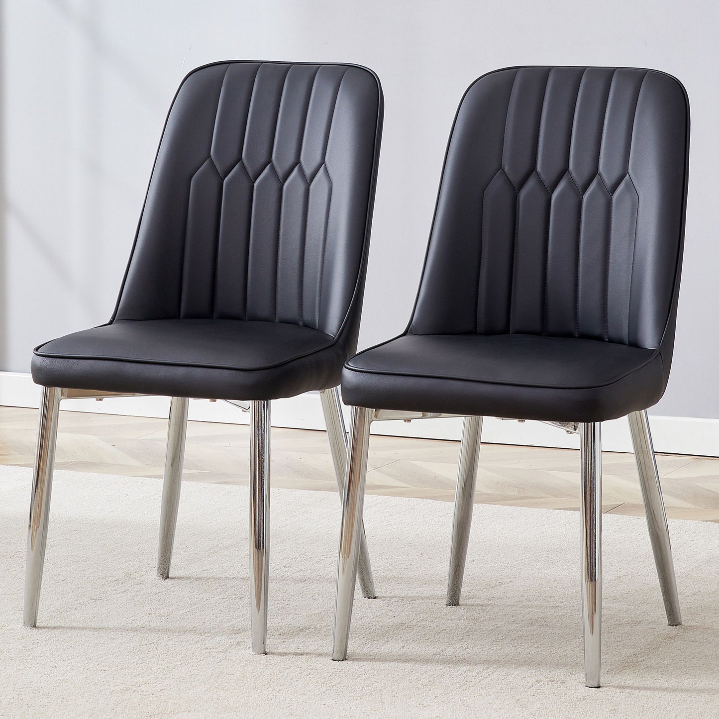 Modern 2 Dining Chairs Wit Metal Legs For Kitchen