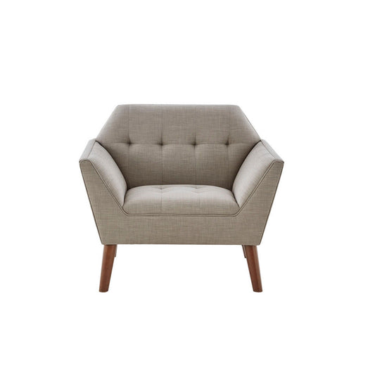 Mid - Century Lounge Chair With Button Tufting - Light Gray