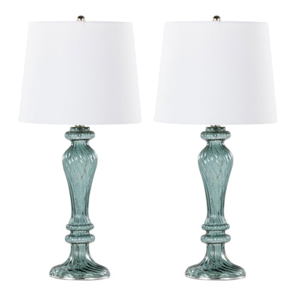 Windsor - Contemporary Table Lamp (Set of 2) - Clear Turquoise / Off White
