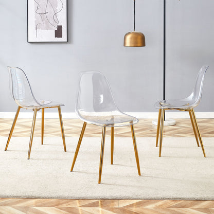 Modern Transparent Ergonomic Dining Chair With Metal Legs And Comfortable Design