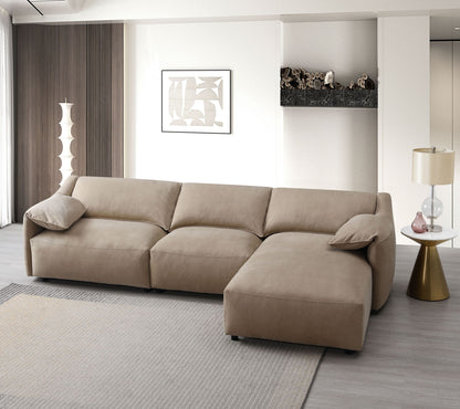 Veata - Suede Sectional Sofa With Right Hand Facing Chaise - Light Brown