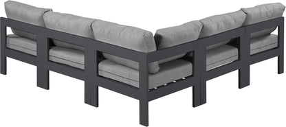 Nizuc - Outdoor Patio 5 Piece Modular Sectional With Gray Frame