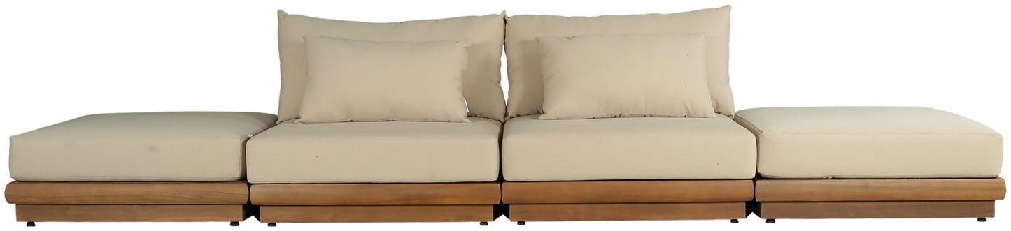 Mirella - 4 Piece Water Resistant Fabric Outdoor Patio Modular Sectional