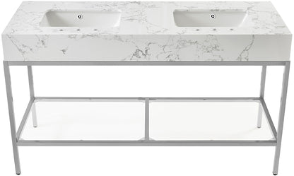 Marmo - Engineered Marble Bathroom Vanity With Chrome Base