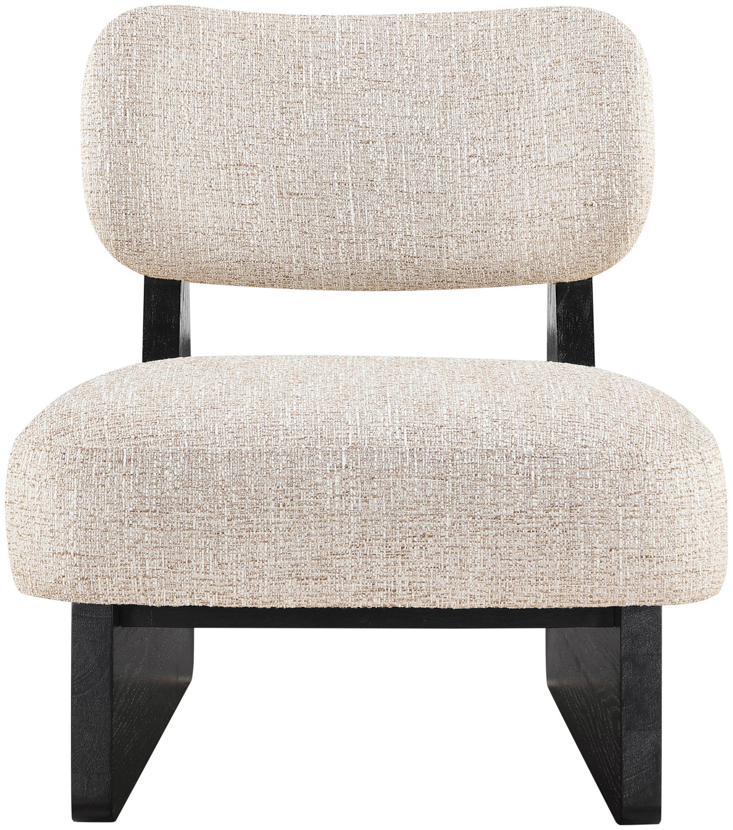 Vetra - Linen Textured Fabric Upholstered Accent Chair With Black Base