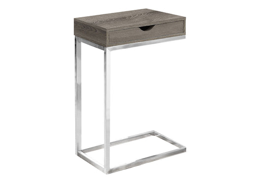 C-Shaped Accent Table Storage Drawer For Living Room - Taupe